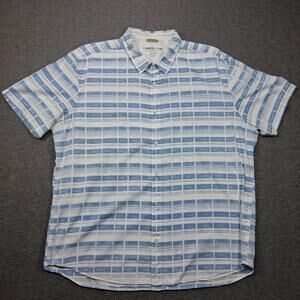 Cypress Club Shirt Mens XL Blue Plaid Short Sleeve Button Up Casual Cotton